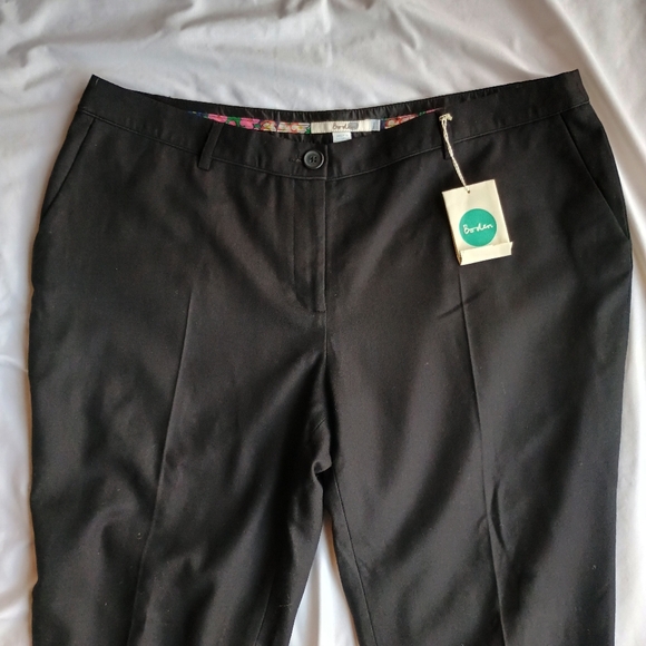 Boden Wool Dress Pants Sz US 14 UK 18 Black Crop Ankle Straight Trousers - Picture 5 of 6